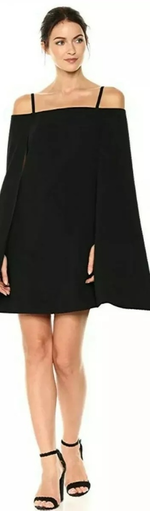NWT Trina Turk Black Sculptured Cape Dress Size 2